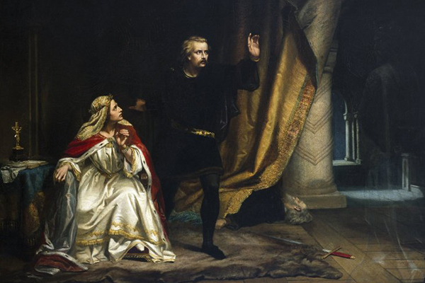 Painting of William Salter Herrick of Hamlet in Gertrude's chamber 