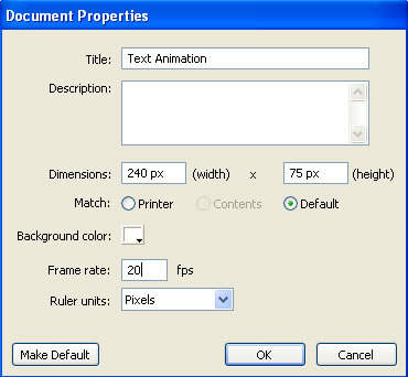 Document Properties dialog box