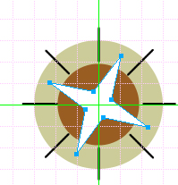 The logo graphic with the star drawn by the Polygon tool