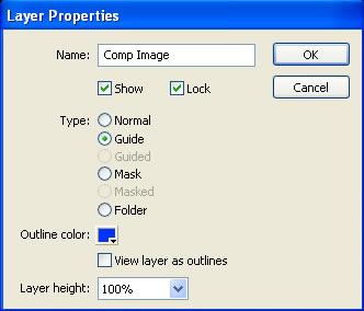 The Layer Properties box with the layer locked