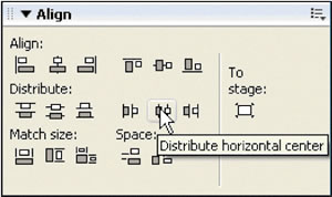 Distribute horizontal center button