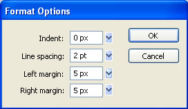 The Format Options dialog box