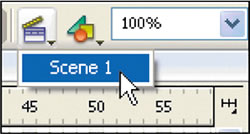 Using the Scene Selector to return to the main Timeline